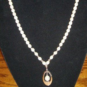 PEARL NECKLACE 925 STERLING & PEARL PENDANT NEW